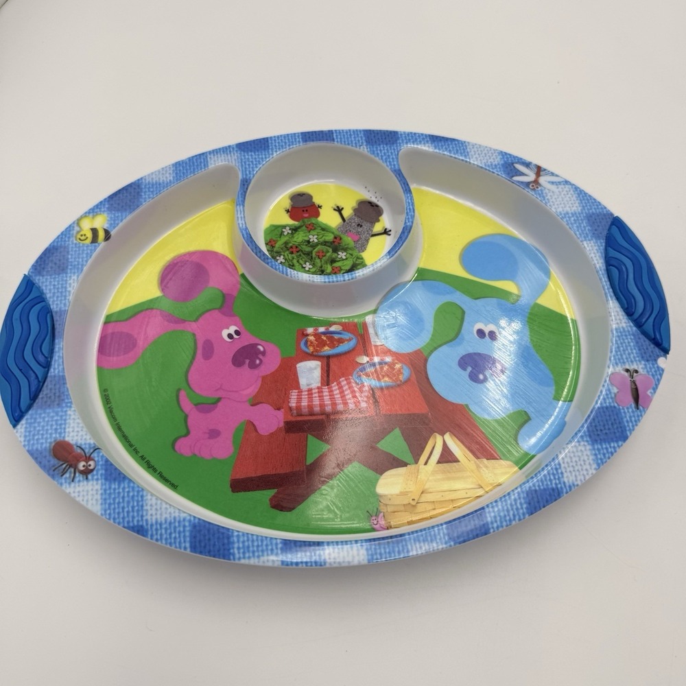 Blues Clues Melamine Plate Zak Designs Vintage Magenta Periwinkle Divided